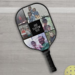Palas De Pickleball 6 Collage de fotos - Negro - Blanco tipo en el cen<br><div class="desc">Un collage de 6 fotos en una cuadrícula para destacar muchas fotos del año pasado. La cuadrícula fotográfica está incluida con un lugar para el texto personalizado. El fondo es negro con texto blanco.</div>