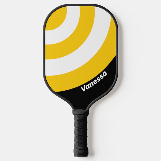Palas De Pickleball Abanico Círculo Nostálgico Abejorro con Nombre (Anverso)