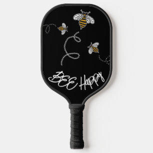 Palas De Pickleball Abeja Feliz Curte Amarillo y Negro Moderno