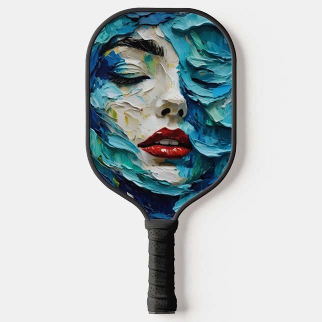 Palas De Pickleball Abstract art painting female face ocean waves (Anverso)
