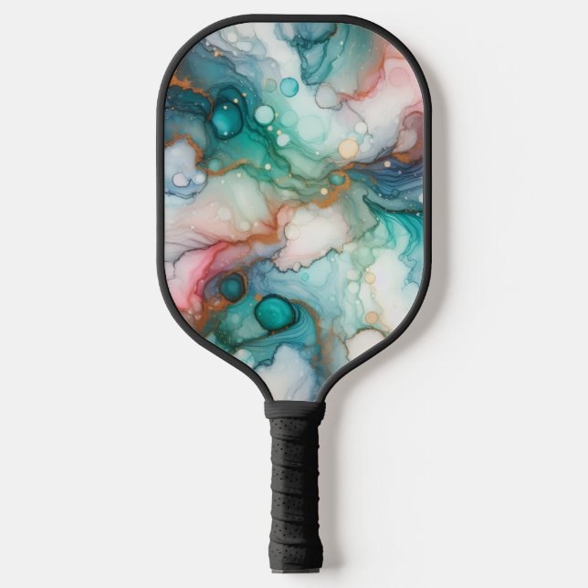 Palas De Pickleball Abstract in Pink, Teal, Blue, and Gold (Anverso)