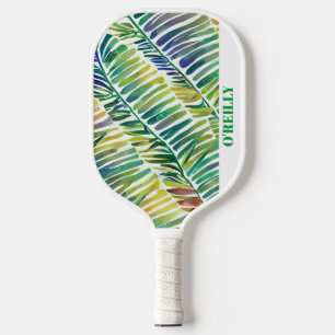 Palas De Pickleball Abstracto blanco acuarela deja un monograma modern