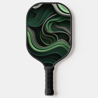 Palas De Pickleball abstracto curvilineal en verde y gris