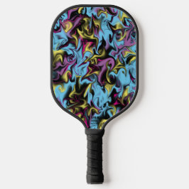 Palas De Pickleball Abstracto Multicolor Azul Amarillo Rosa Negro