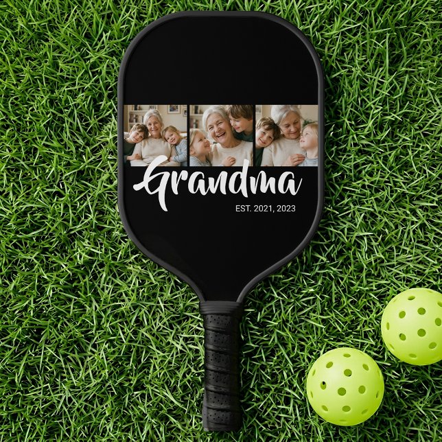 Palas De Pickleball Abuela Estableció Moderno Script 3 Foto Negrita (Grandma Established Modern Bold Script 3 Photo Pickleball Paddle)