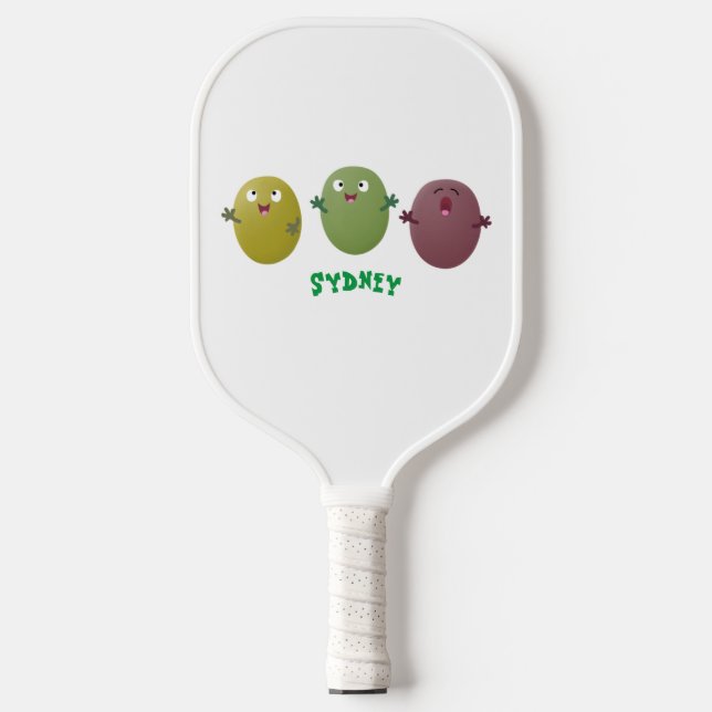 Palas De Pickleball Aceitunas alegres y lindas cantando personalizado (Anverso)