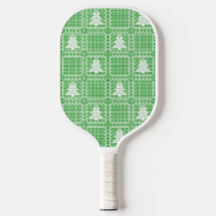 Palas De Pickleball Acogedor patrón de suéter feo de árbol de Navidad