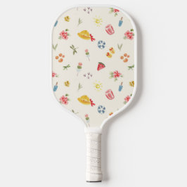 Palas De Pickleball Acuarela adorable de verano: sandía, dango y sol