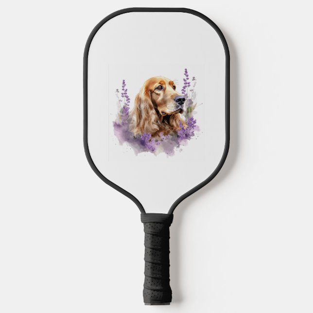 Palas De Pickleball Acuarela con flores - Cocker español inglés (Anverso)