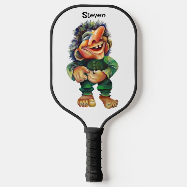 Palas De Pickleball Acuarela de Ilustracion de Troll divertida en Esca (Anverso)