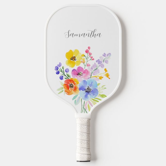 Palas De Pickleball Acuarela floral personalizada (Anverso)