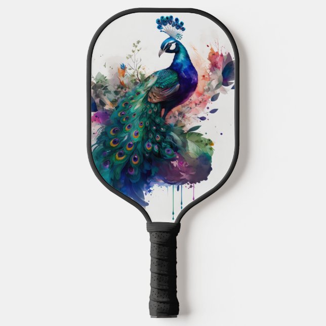 Palas De Pickleball Acuarela y pavo real con tinta (Anverso)
