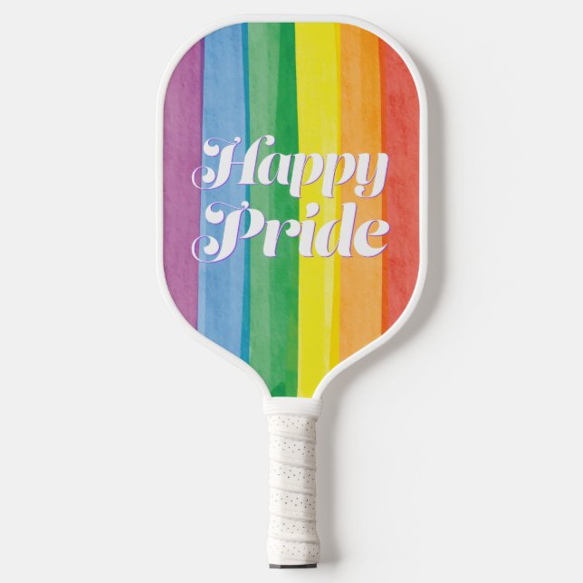 Palas De Pickleball Acuarelas Feliz Orgullo Arcoíris (Anverso)