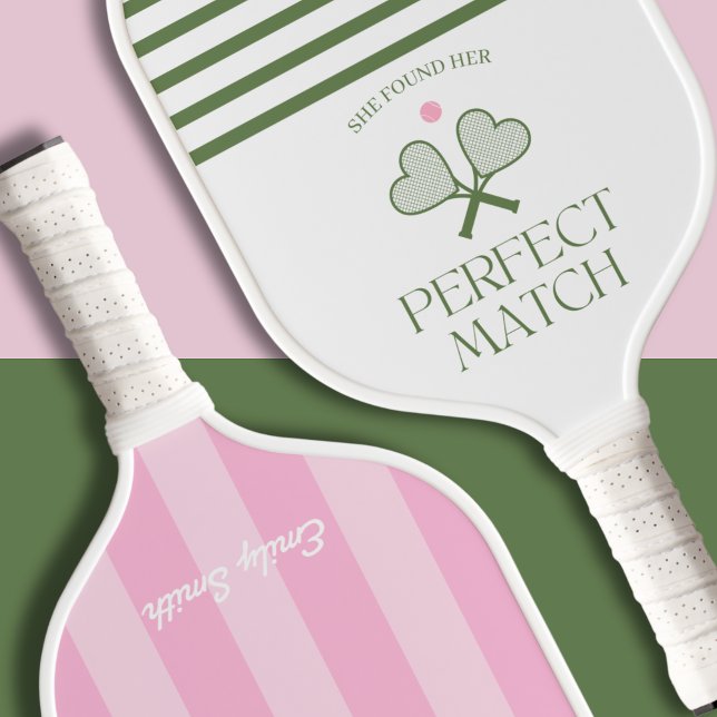 Palas De Pickleball Aesthetic Country Club Perfecto Match Bridal Showe (she found her perfect match pickleball paddle aesthetic bridal shower country club cute pink green)