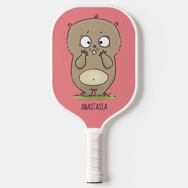 Palas De Pickleball Afortunadamente adorable personalizado de hámster  (Anverso)