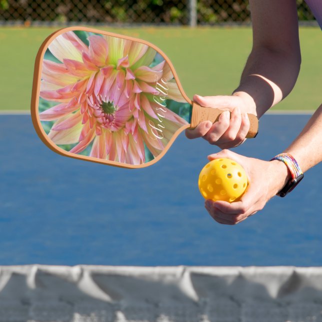 Palas De Pickleball Agradable Dahlia Bloom con nombre floral (in situ)