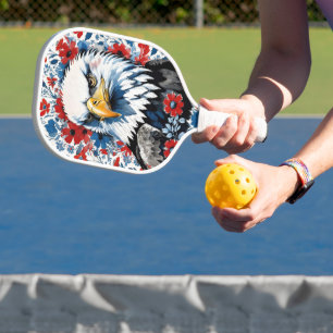 Palas De Pickleball Águila calva Rojo Blanco y Azul Floral Estados Uni