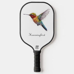 Palas De Pickleball Alas arcoiris: Vibrante Hummingbird Art, personali