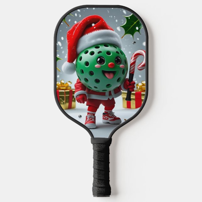 Palas De Pickleball Alegría de bolas de navidad - Santa Hat y Snowflak (Anverso)