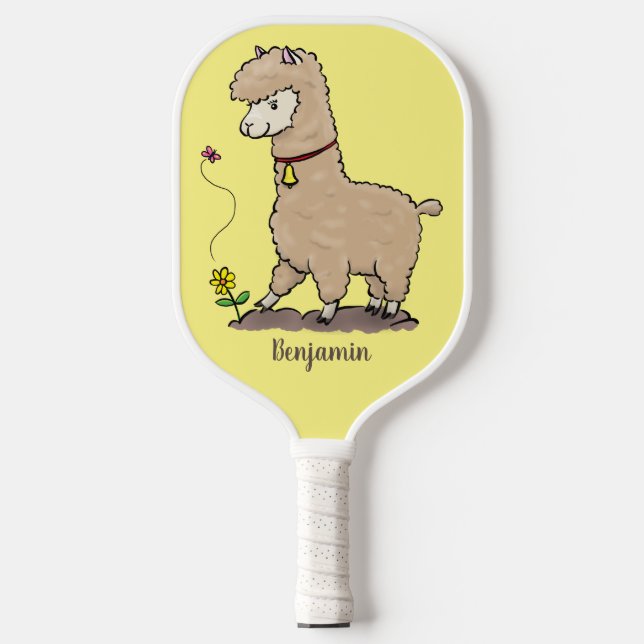 Palas De Pickleball Alpaca feliz con personalizado de mariposa