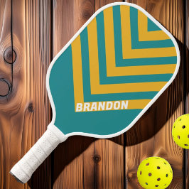 Palas De Pickleball Amanecer de Conchas Vintage Chevron con Nombre