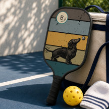 Amante de perro salchicha retro de pickleball