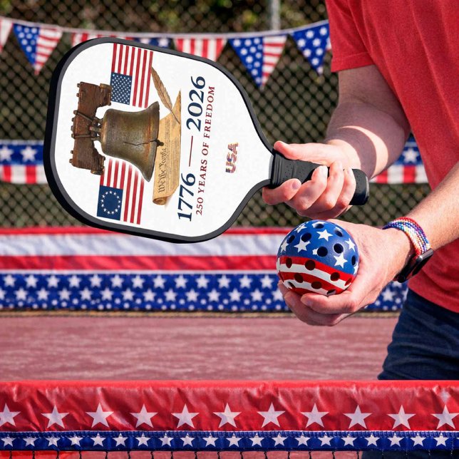 Palas De Pickleball America's 250 Anniversary Pickleball Paddle (Celebrate 250 Years of Freedom with patriotic pickleball paddle and USA-themed ball for July 4th)