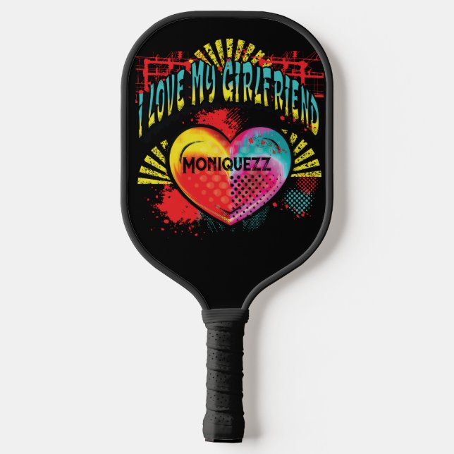 Palas De Pickleball Amo Mi Novia Graffiti Nombre Personalizado (Reverso )