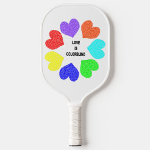 Palas De Pickleball Amor interracial Corazón arcoiris