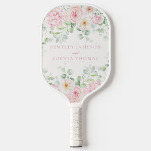 Palas De Pickleball Amor rosado en hidrangea floral de sangre favorece
