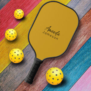 Palas De Pickleball Añadir nombre completo Monograma mínimo Amarillo m