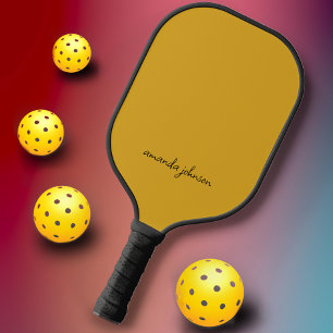 Palas De Pickleball Añadir nombre completo Monograma mínimo Amarillo m