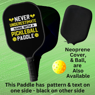 Palas De Pickleball Añadir nombre nunca subestimar el blanco amarillo
