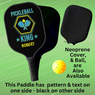 Palas De Pickleball Añadir nombre, Pickleball KING, Blue Yellow on Bla