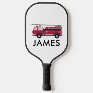 Palas De Pickleball Añadir tu nombre camión de bomberos rojos personal