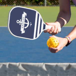 Palas De Pickleball Ancla Náutica Azul Marino Personalizada