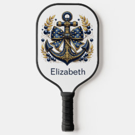 Palas De Pickleball Ancla Náutica Azul y Dorada Personalizada