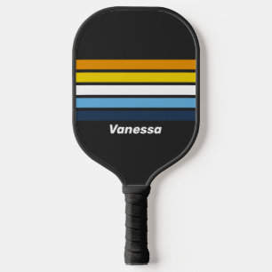 Palas De Pickleball Anochecer de Carbón en Franjas con Nombre