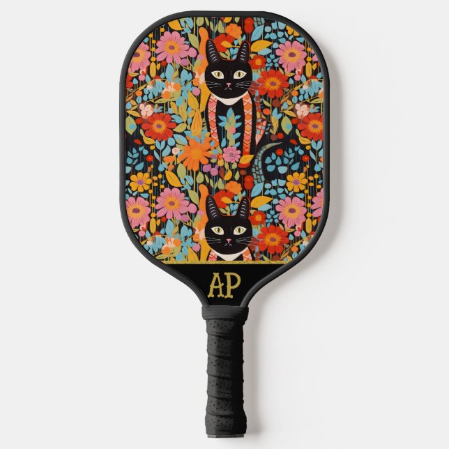 Palas De Pickleball *~* AP68 Floral Whimsical Quirky Cat FOTO 5 (Anverso)