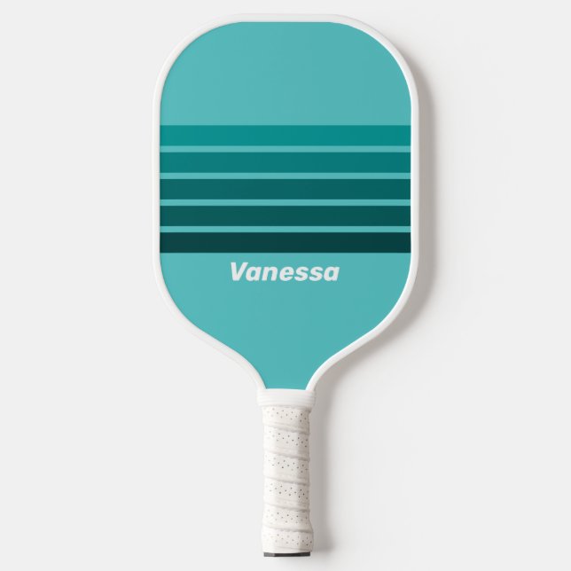 Palas De Pickleball Aqua Fade Across Striping with Name (Anverso)