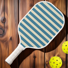 Palas De Pickleball Aqua profunda rayada de polo de mediados del siglo