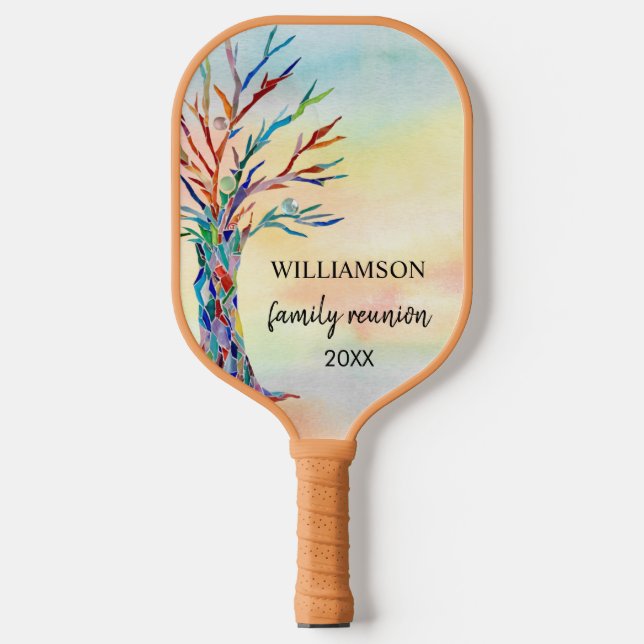 Palas De Pickleball Árbol de familia Rainbow de Reunión Familiar (Anverso)