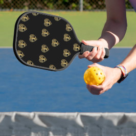 Palas De Pickleball Árbol de oro de la vida patrón negro del corazón