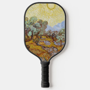 Palas De Pickleball Árboles olivos con cielo y sol amarillos