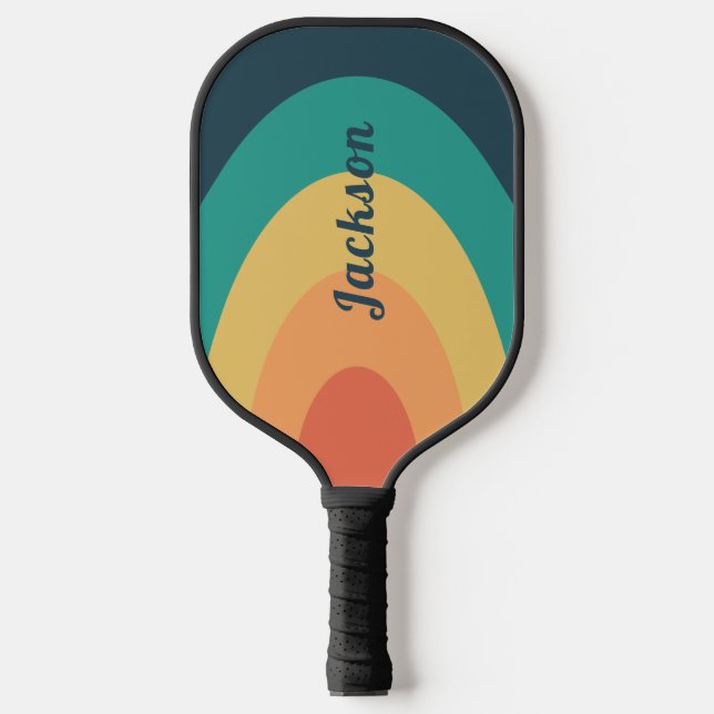 Palas De Pickleball Arco arco iris moderno retro personalizado (Anverso)