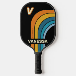 Palas De Pickleball Arco de Arcoíris Negro con Nombre e Iniciales