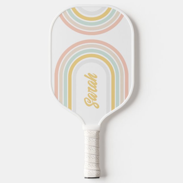 Palas De Pickleball Arcoiris moderno con nombre personalizado (Anverso)