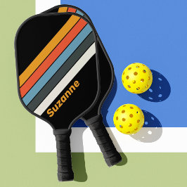 Palas De Pickleball Arcoiris oscuro retro con nombre
