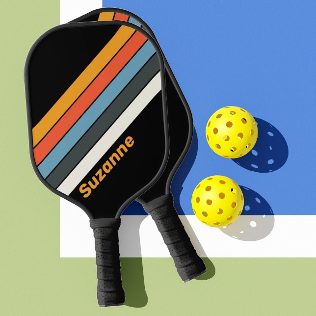 Palas De Pickleball Arcoiris oscuro retro con nombre (Subido por el creador)