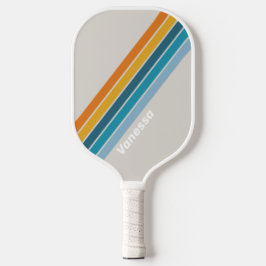 Palas De Pickleball Arcoíris Retro a Rayas con Nombre